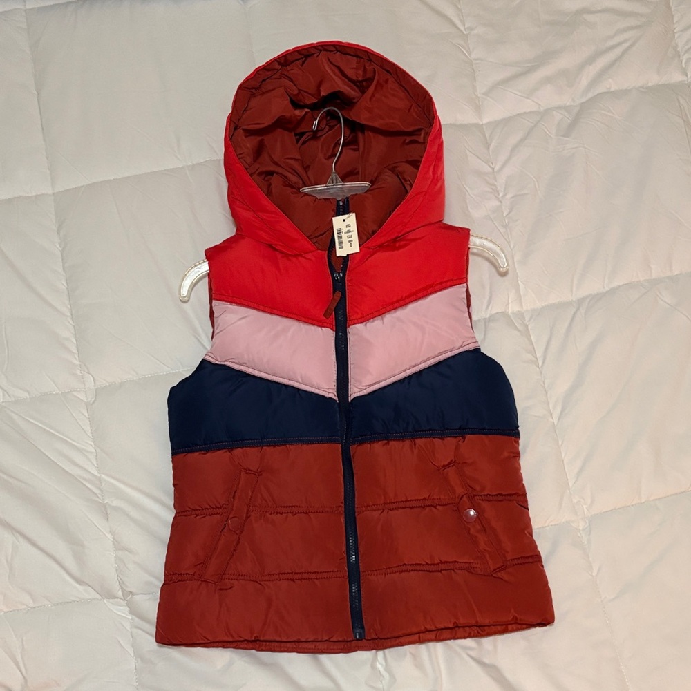 Aeropostale Red and Pink Hooded Vest
